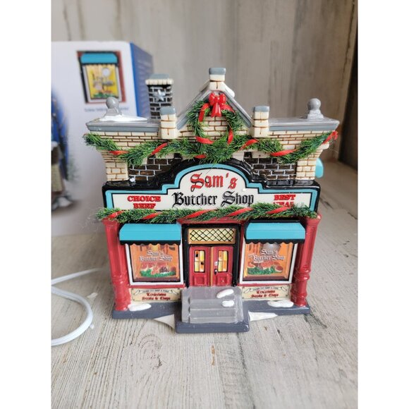 Dept 56 799931 Sam's Butcher Shop snow village accessory Xmas meat - Picture 1 of 7